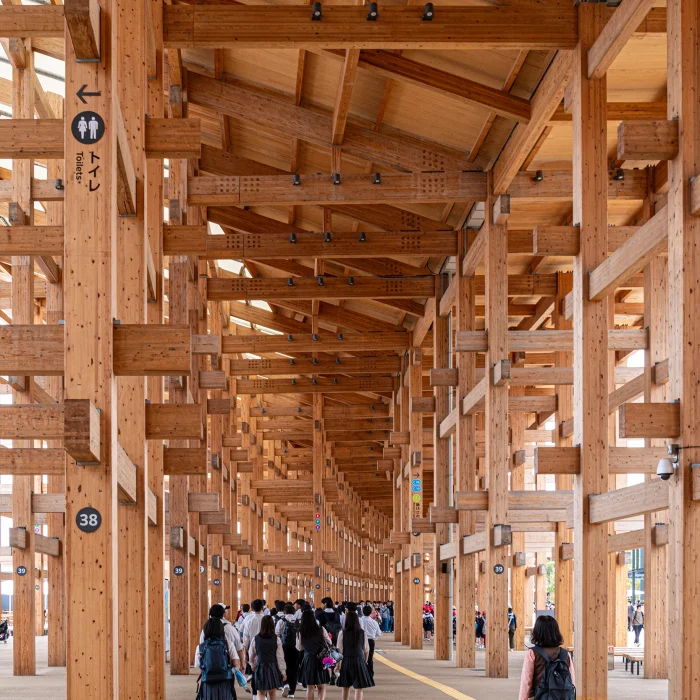 Architecture photography of the Osaka Expo 2025 Ring pavilion by Sou Fujimoto, captured by Plem Visual Tales