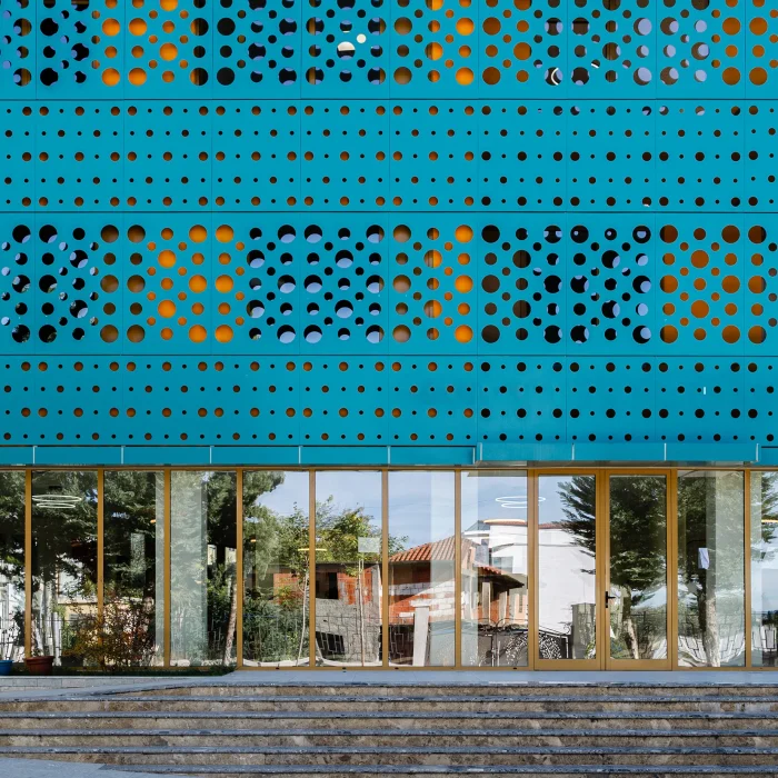 Exterior architectural photography of Gjimnazi Isa Boletini in Tirana, designed by Studio Arch 4, photo by Plem Visual Tales.