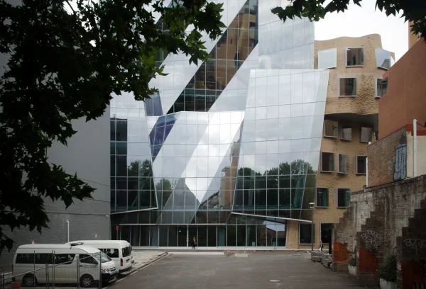 Exterior architectural photography of the UTS Business School in Sydney designed by Frank Gehry, photo by Plem Visual Tales