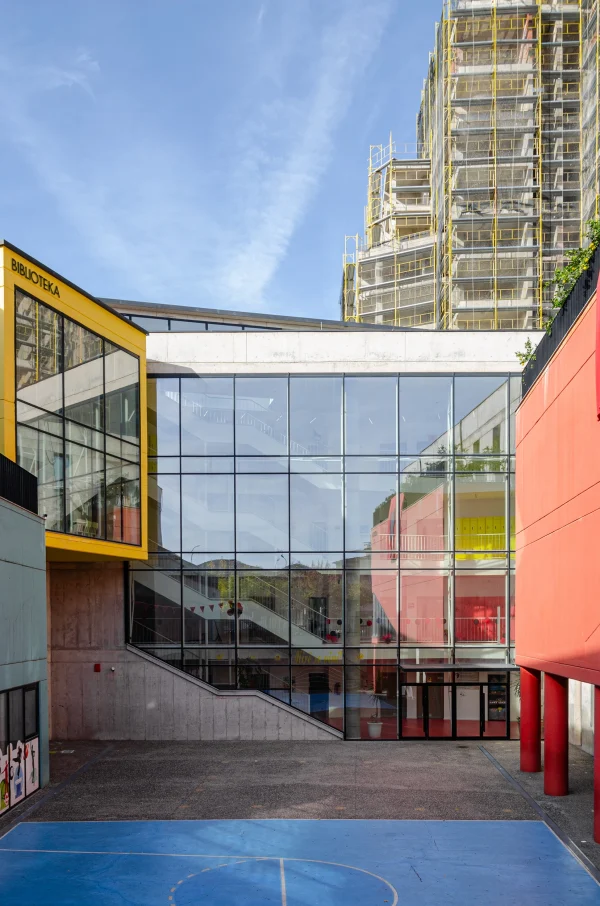 Exterior architectural photography of Servete Maci School in Tirana, designed by Studio Arch 4, photo by Plem Visual Tales.