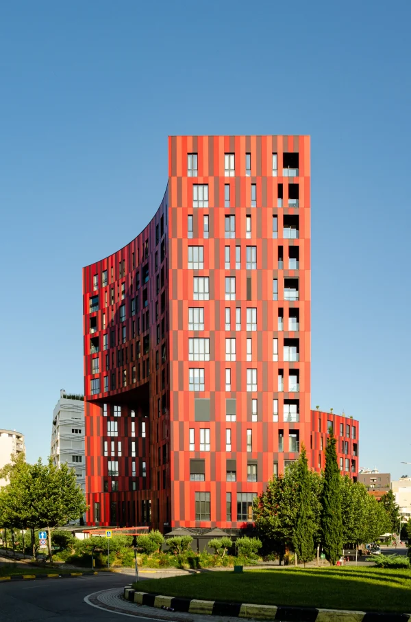 Exterior architectural photography of the Park Gate building in Tirana, designed by X-Plan, photo by Plem Visual Tales.