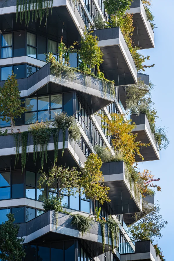 Exterior architectural photography of the Vertical Forest in Tirana designed by Stefano Boeri Architetti, photo by Plem Visual Tales