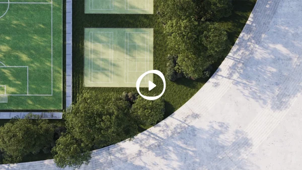 Cinematic architectural animation of a stadium exterior created by PLEM Visual Tales